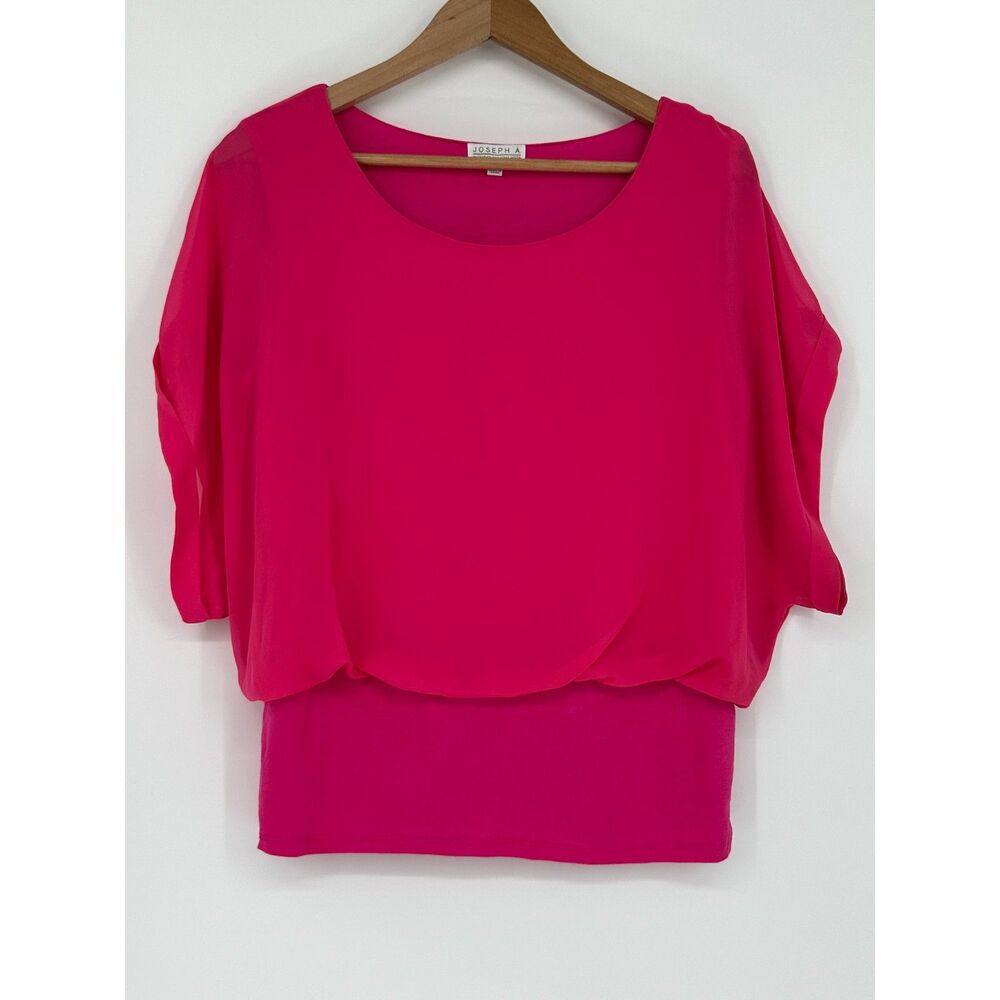 Joseph A Women’s Pink Layered Chiffon Blouse Dolman Sleeve Top Size XL